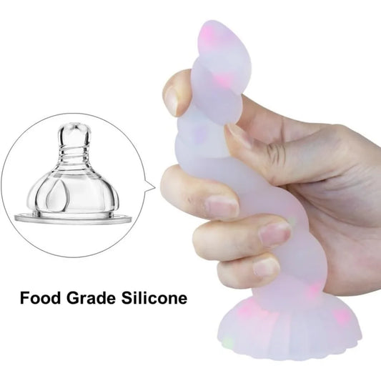 Jelly Dildo with Suction Cup for Hands-Free Play Luminous Twist Anal Dildo Silicone Anal Plug Butt Plug Adult Sex Toy for Women