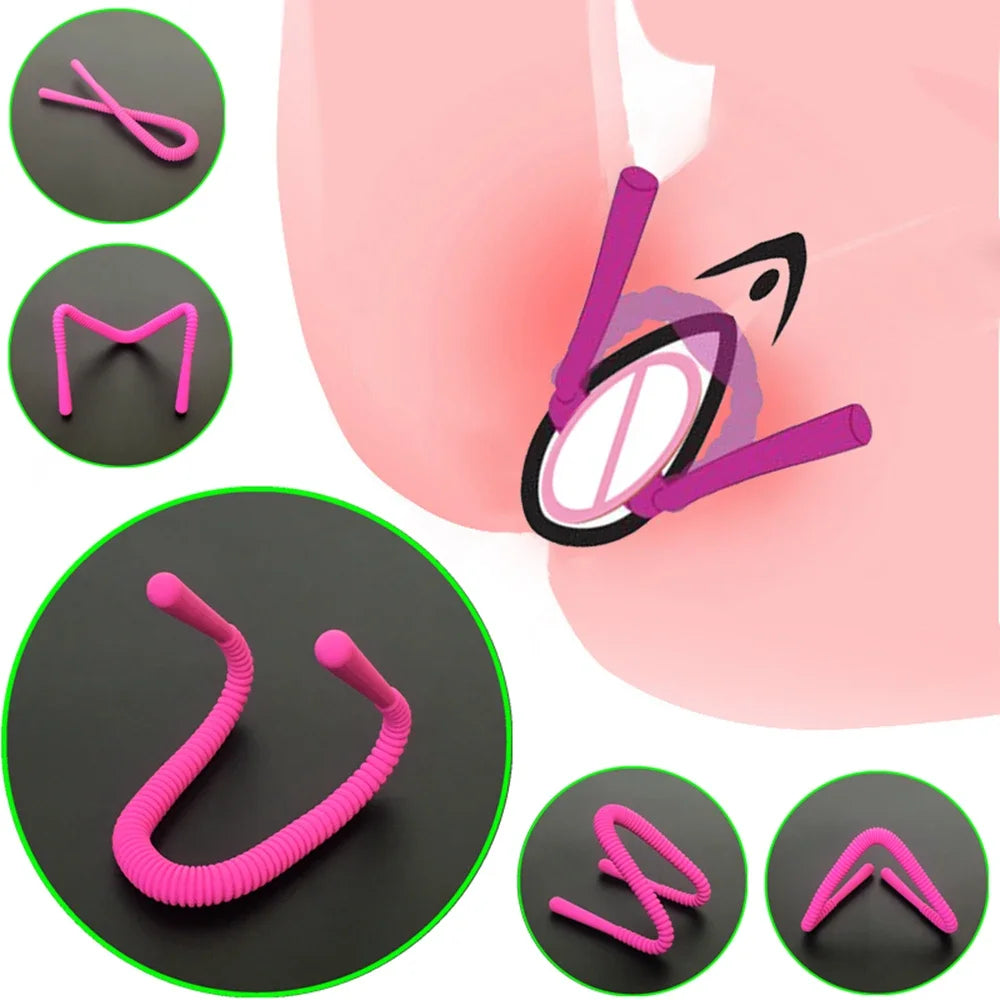 Labia Spreader Strap with Clamp Clip Onto Clitoris Spread Pussy Open Vagina Stimulator BDSM Bondage Nipple Sucker Sex Toys Slave