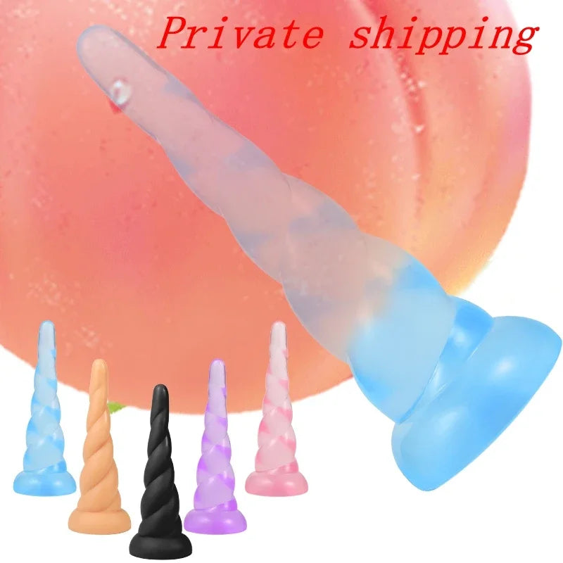 Large Anal Toy Silicone Soft Butt Plug Expander Stimulator Prostate Sex Toy For Men Unicorn Spiral Fantasy Animal Dildo