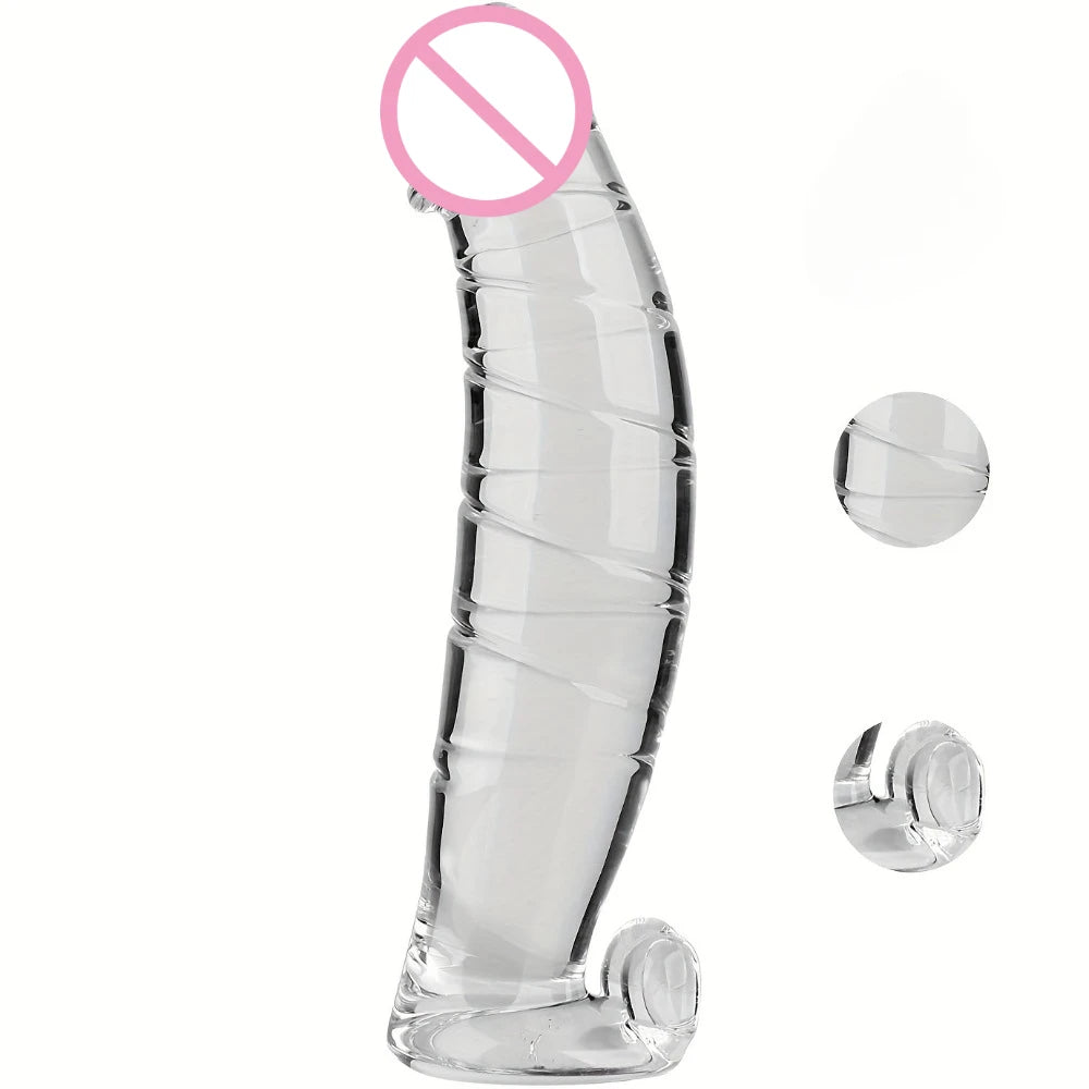 Large Dildo Shaped Fake Penis Masturbator Crystal Glass Material Adult Sex Toys Simulated Penis Female Masturbator Glass Penis