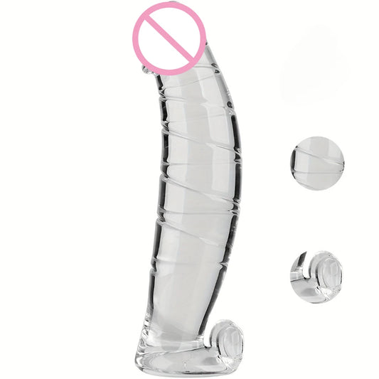 Large Dildo Shaped Fake Penis Masturbator Crystal Glass Material Adult Sex Toys Simulated Penis Female Masturbator Glass Penis