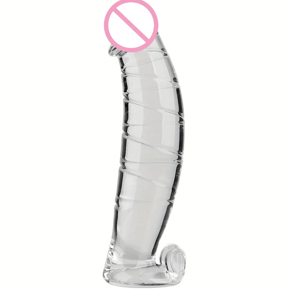 Large Dildo Shaped Fake Penis Masturbator Crystal Glass Material Adult Sex Toys Simulated Penis Female Masturbator Glass Penis