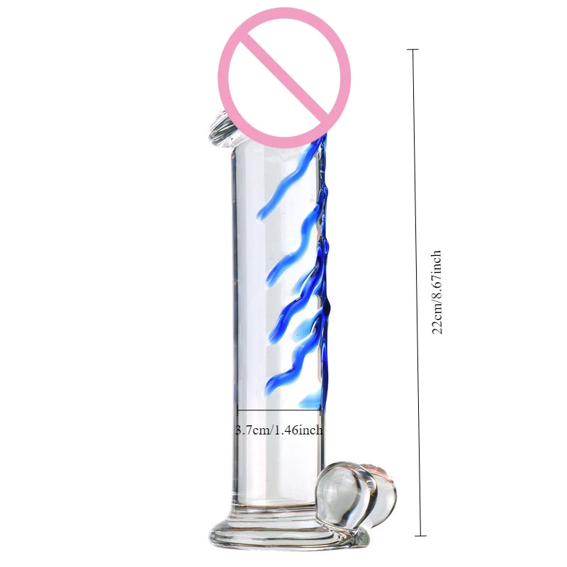 Large Dildo Shaped Fake Penis Masturbator Crystal Glass Material Adult Sex Toys Simulated Penis Female Masturbator Glass Penis