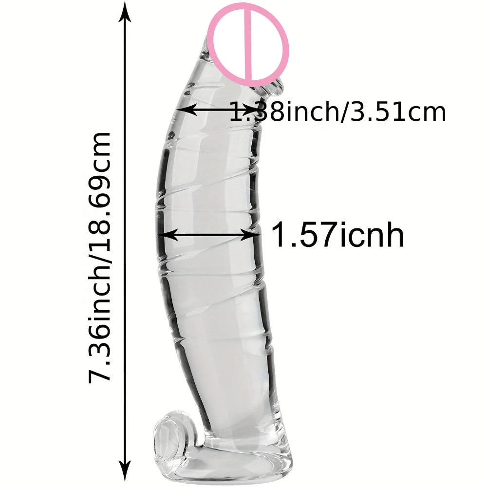 Large Dildo Shaped Fake Penis Masturbator Crystal Glass Material Adult Sex Toys Simulated Penis Female Masturbator Glass Penis
