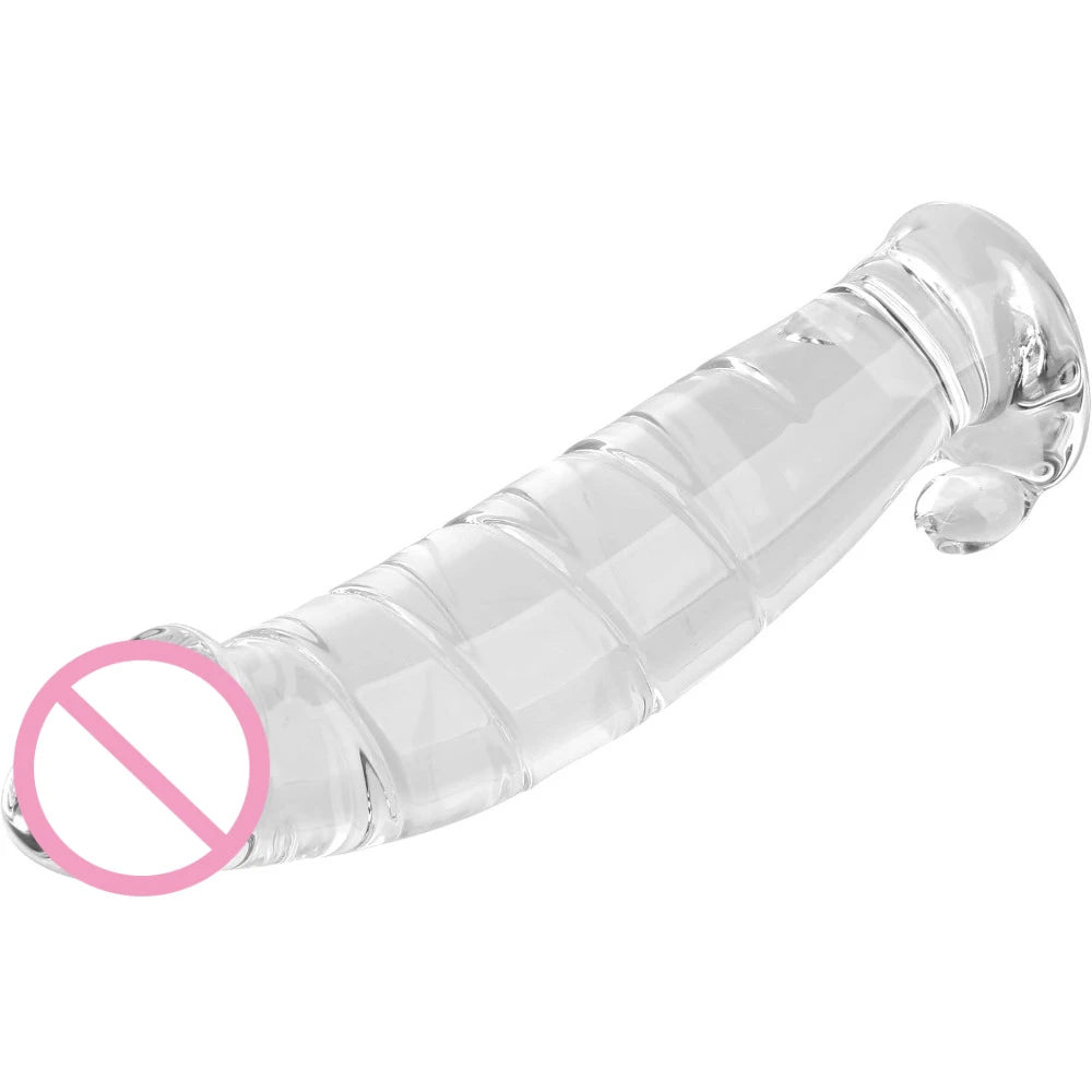 Large Dildo Shaped Fake Penis Masturbator Crystal Glass Material Adult Sex Toys Simulated Penis Female Masturbator Glass Penis