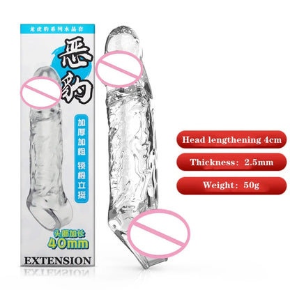 Large Penis Extension Sleeve Reusable Soft and Stretchable Delayed Ejaculation Condoms Male Dildo Extender Male Sex Toys