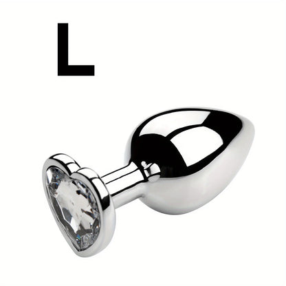 Large Size Metal Anal Plug Heart Crystal Bottom Diamond Prostate Massage Butt Adult Toys Anal Plugs Sex Toys for Woman Men