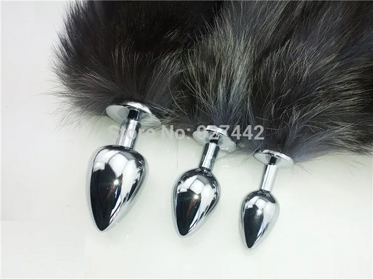 Large size Fox Tail Anal Plug Metal butt Sex Toy For Men Women Adult  product