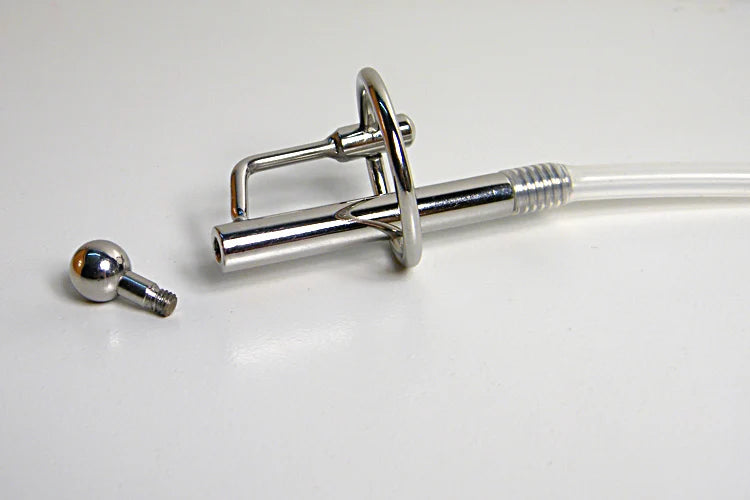 Large size Stainless steel silicone urethral sound catheter penis tube sex toy A613