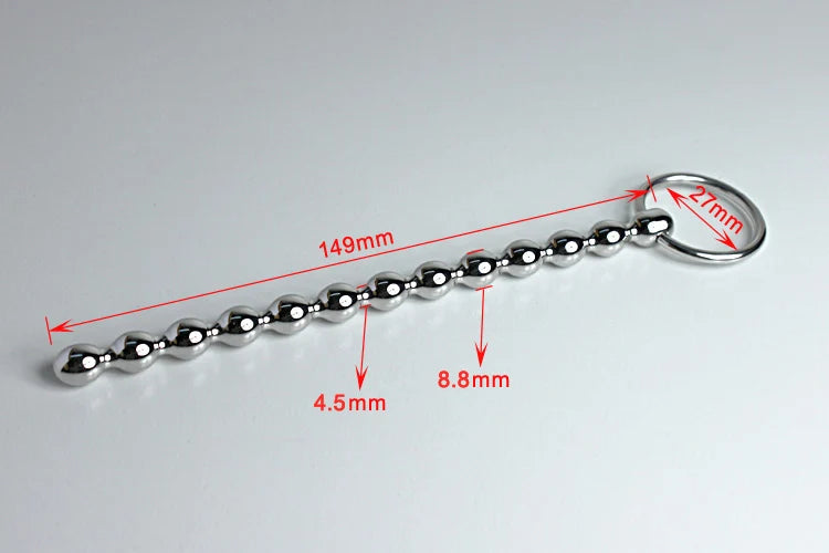 Large size stainless steel urethral beads plug penis dilator cock probe insert sex toys A632