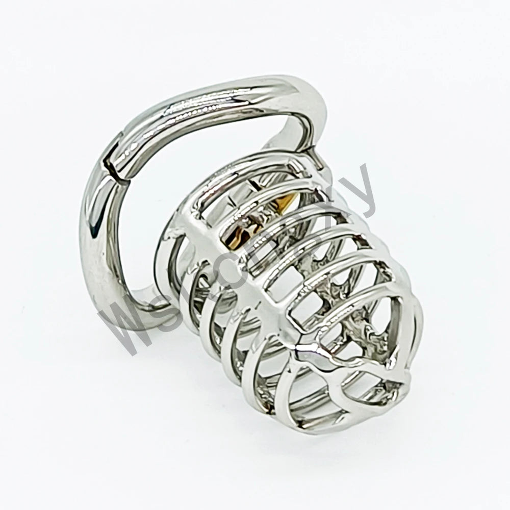 Latest Design Stainless Steel Male Chastity Device Cock Cage with Arc Penis Ring Sex Toys for Men Urethral Lock Adult Game