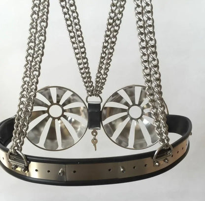 Latest Female Adjustable Stainless Steel Hollow Bra Chastity Belt Bra Device Adult Bondage BDSM Cosplay Sex Toys for Women 18+