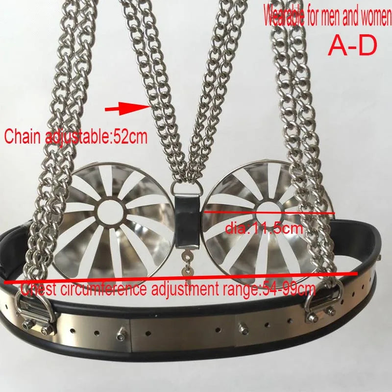Latest Female Adjustable Stainless Steel Hollow Bra Chastity Belt Bra Device Adult Bondage BDSM Cosplay Sex Toys for Women 18+
