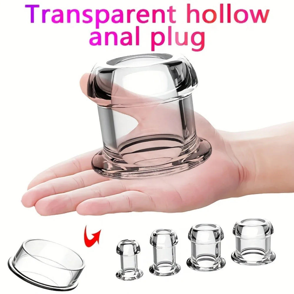 Leak-Proof Transparent Anal Plug with Enema Cleaning Dilator Hollow Anal Plug Prostate Massage Sex Toys for Woman Men Gay