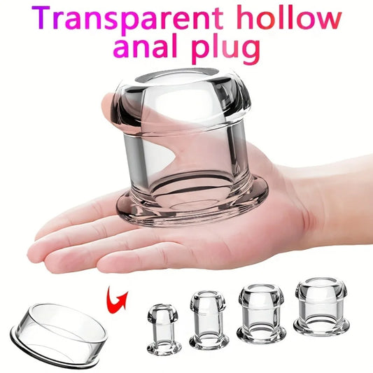 Leak-Proof Transparent Anal Plug with Enema Cleaning Dilator Hollow Anal Plug Prostate Massage Sex Toys for Woman Men Gay