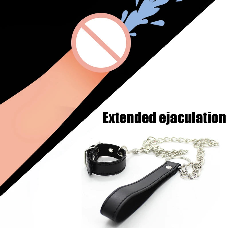 Leather Cock Penis Ring,Ball Stretcher Leash Sack Pull Tug,Sex Toys For Couples