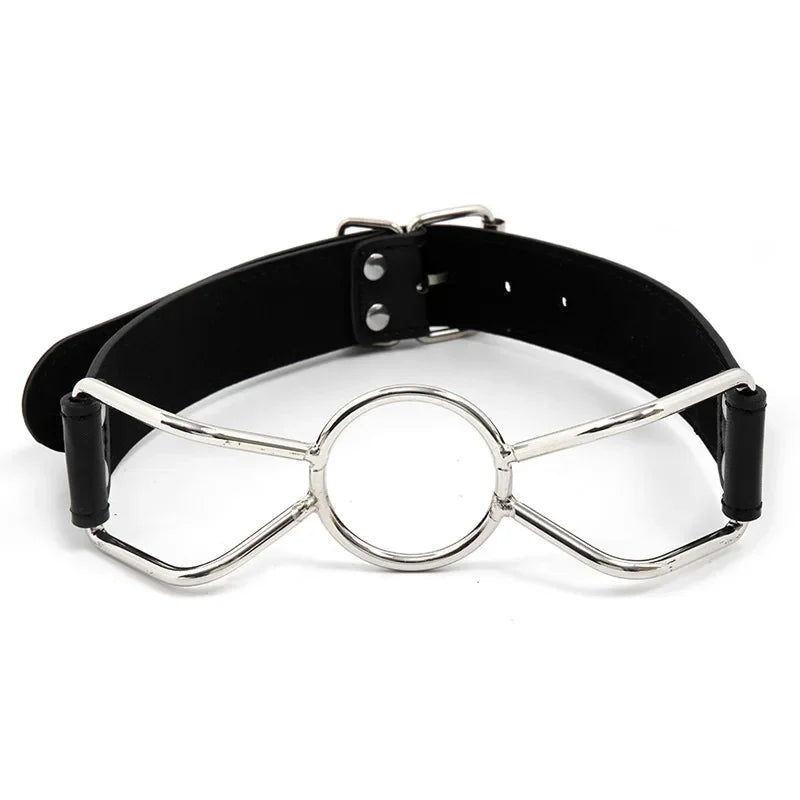 Leather Flirting Open Mouth Sexual Ring Gag BDSM Bondage Gear Roleplay Erotic Products Sex Toys for Women Couples Adults Games