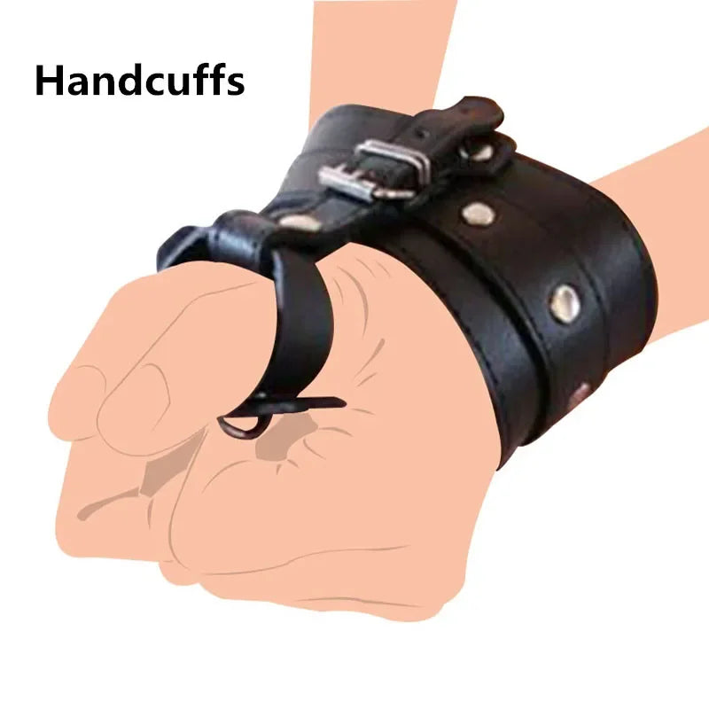 Leather Hand Wrist Thumbs Cuffs Binding Belt Slave Bdsm Bondage Cosplay Ankle Wrist Strap with Toes Restraint Sex Toys Chastity