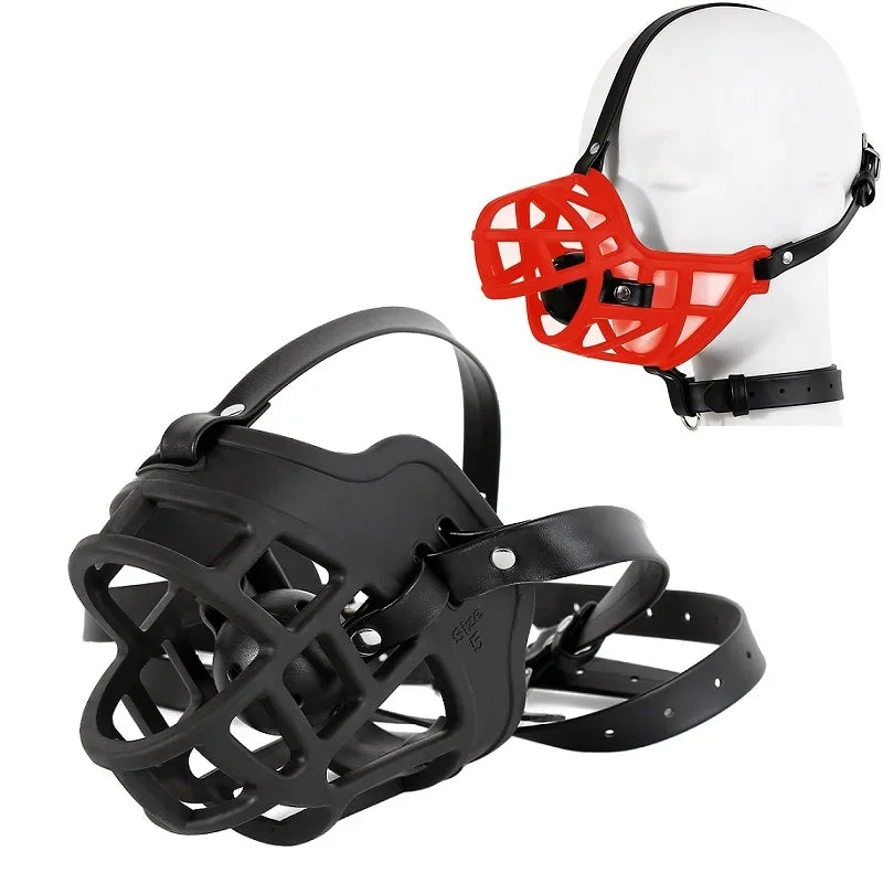 Leather Mask Silicone Mouth Oral Gag Set Head Face Bondage Harness Ball Bite Gag Fetish Restraint Sex Toy Slave Couple Game