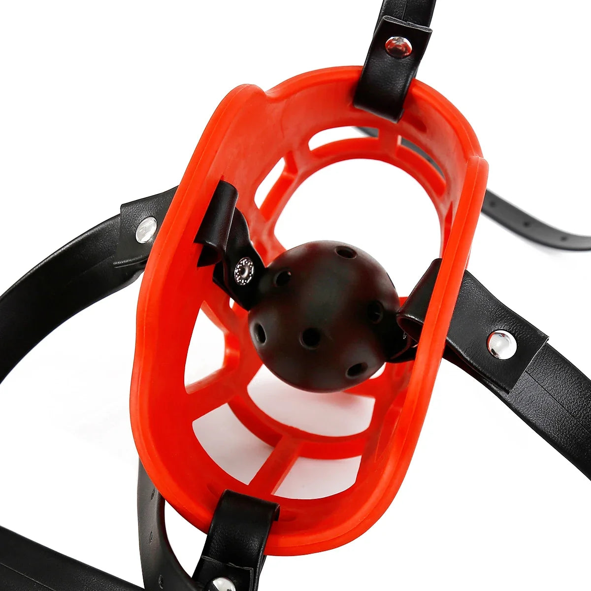 Leather Mask Silicone Mouth Oral Gag Set Head Face Bondage Harness Ball Bite Gag Fetish Restraint Sex Toy Slave Couple Game
