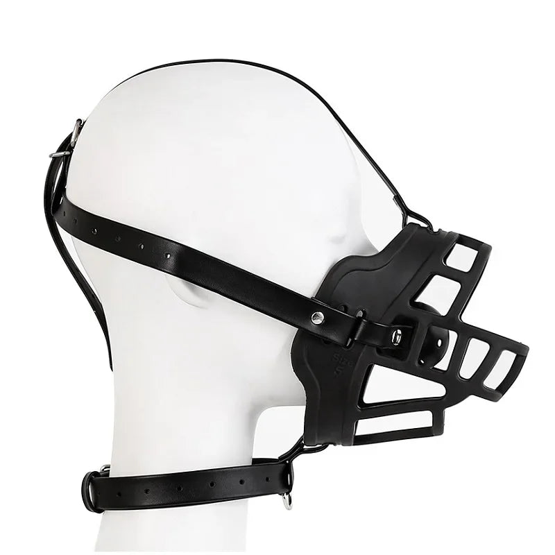 Leather Mask Silicone Mouth Oral Gag Set Head Face Bondage Harness Ball Bite Gag Fetish Restraint Sex Toy Slave Couple Game