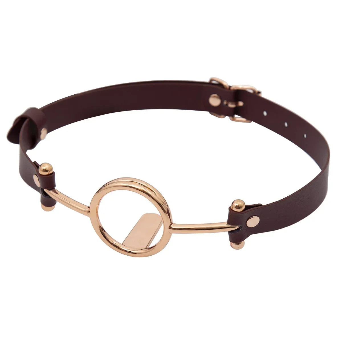 Leather Open Mouth Oral Gag Harness Ball Bite Metal Fetish Bondage Restraint Gold Rose Silver Sex Toy Slave Couple Game