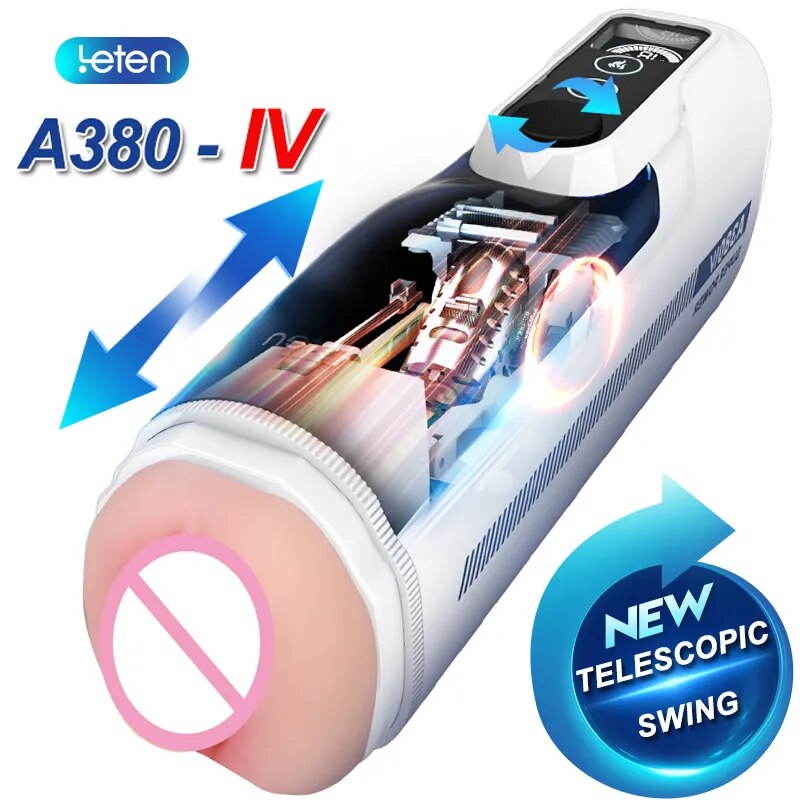 Leten A380-IV Automatic Piston Telescopicswing Male Masturbator Heating Vagina Pocket Moaning Masturbation Cup Sex Toys For Men