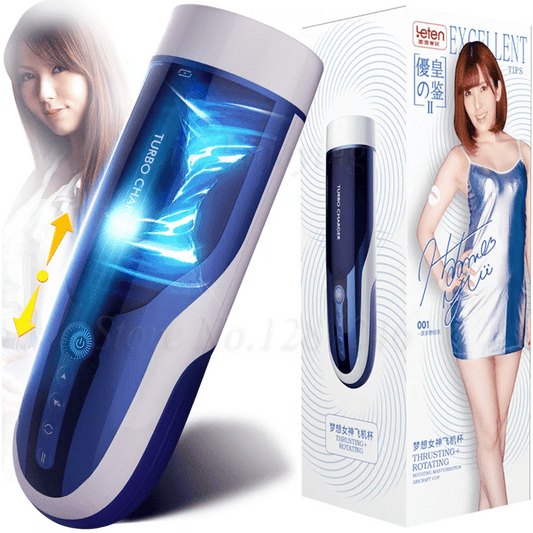 Leten Male Masturbation Cup Silicone Vagina Automatic Telescopic Piston Rotating Interactive Sex Moaning Sex Machine Toy For Men