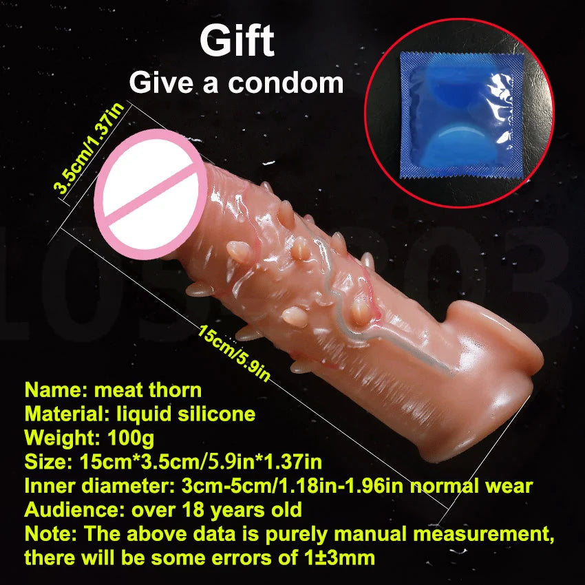 Liquid Silicone Condom For Men Penis Sleeve Enlargement Reusable Cock Condom Adult Sex Toys For Men Intimate Goods Sex Products