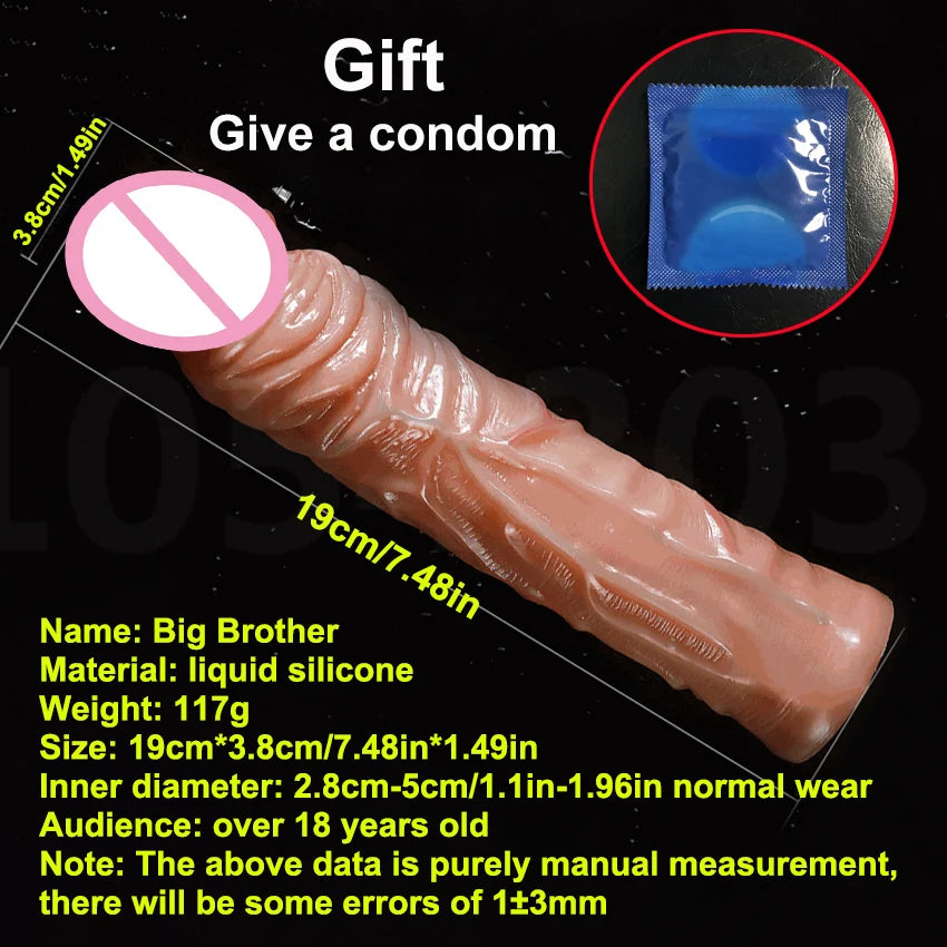 Liquid Silicone Condom For Men Penis Sleeve Enlargement Reusable Cock Condom Adult Sex Toys For Men Intimate Goods Sex Products
