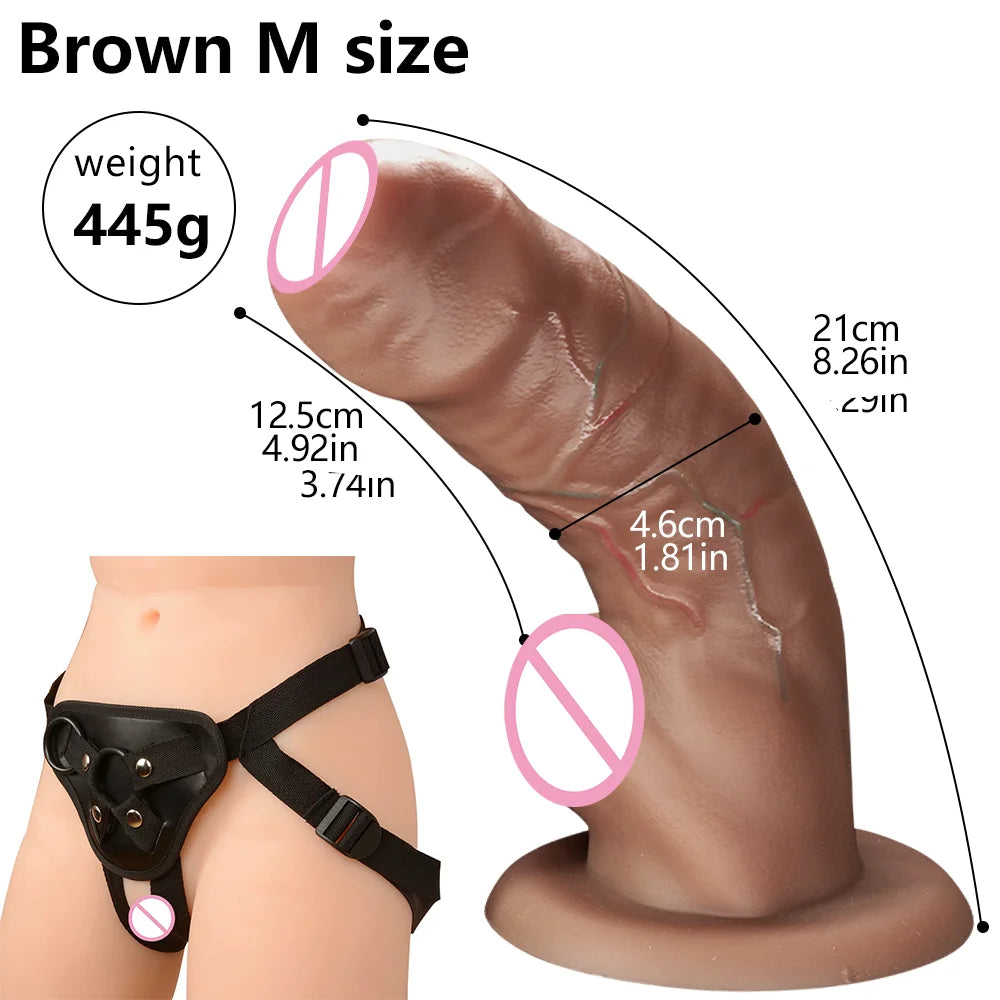 Liquid Silicone Curved Anal Dildo with Foreskin Realistic Big Penis Female Masturbator Big Butt Plug Sex Toy for Women Lesbian