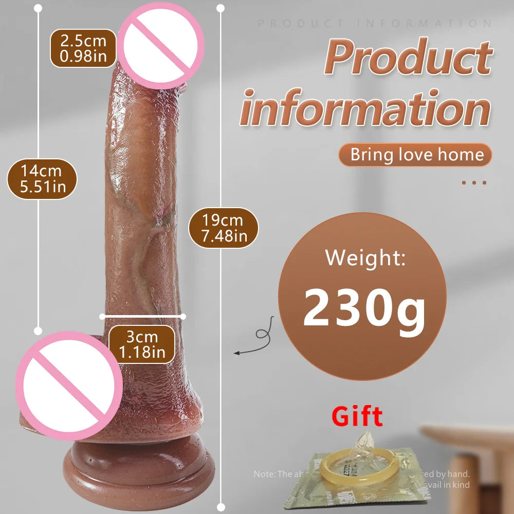 Liquid Silicone Curved Anal Dildo with Foreskin Realistic Big Penis Female Masturbator Big Butt Plug Sex Toy for Women Lesbian