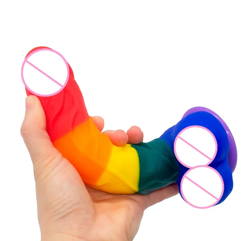 Liquid Silicone Realistic Dildo With Strong Suction Cup Colorful Dildo   GXLOCK Store