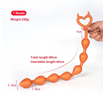 Long Anal Balls Chains Butt Plug Long Analtoys for women Soft Silicone Anal Beads With Pull Rings Vagina Prostate Massage Sextoy