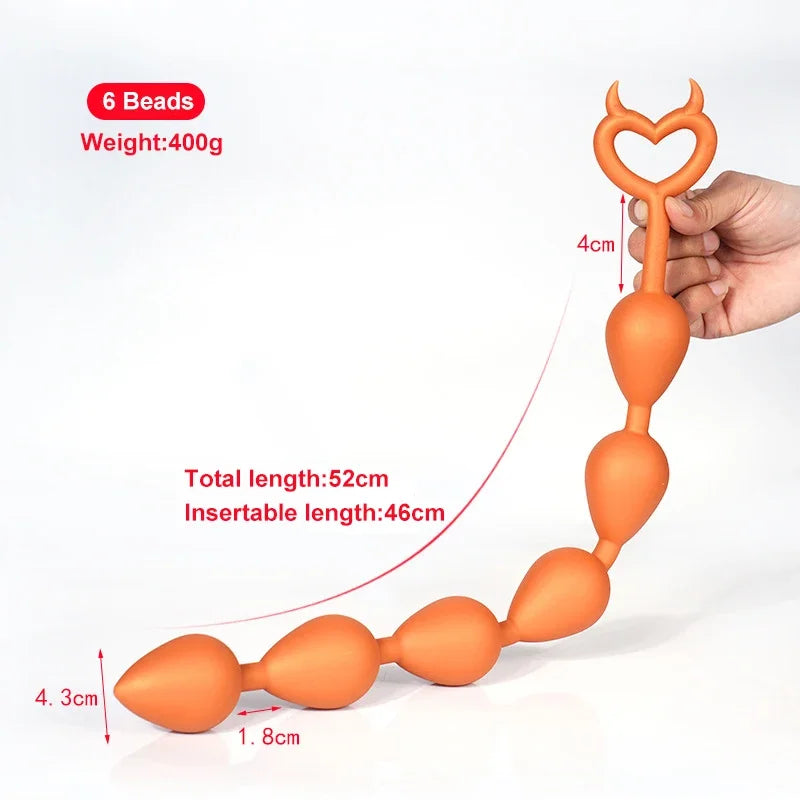 Long Anal Balls Chains Butt Plug Long Analtoys for women Soft Silicone Anal Beads With Pull Rings Vagina Prostate Massage Sextoy