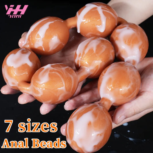 Long Anal Beads Double Headed Beads Butt Anal Plug Liquid Silicone Anal Dildo Prostate Massage Sexual Toys For Men Women Lesbian