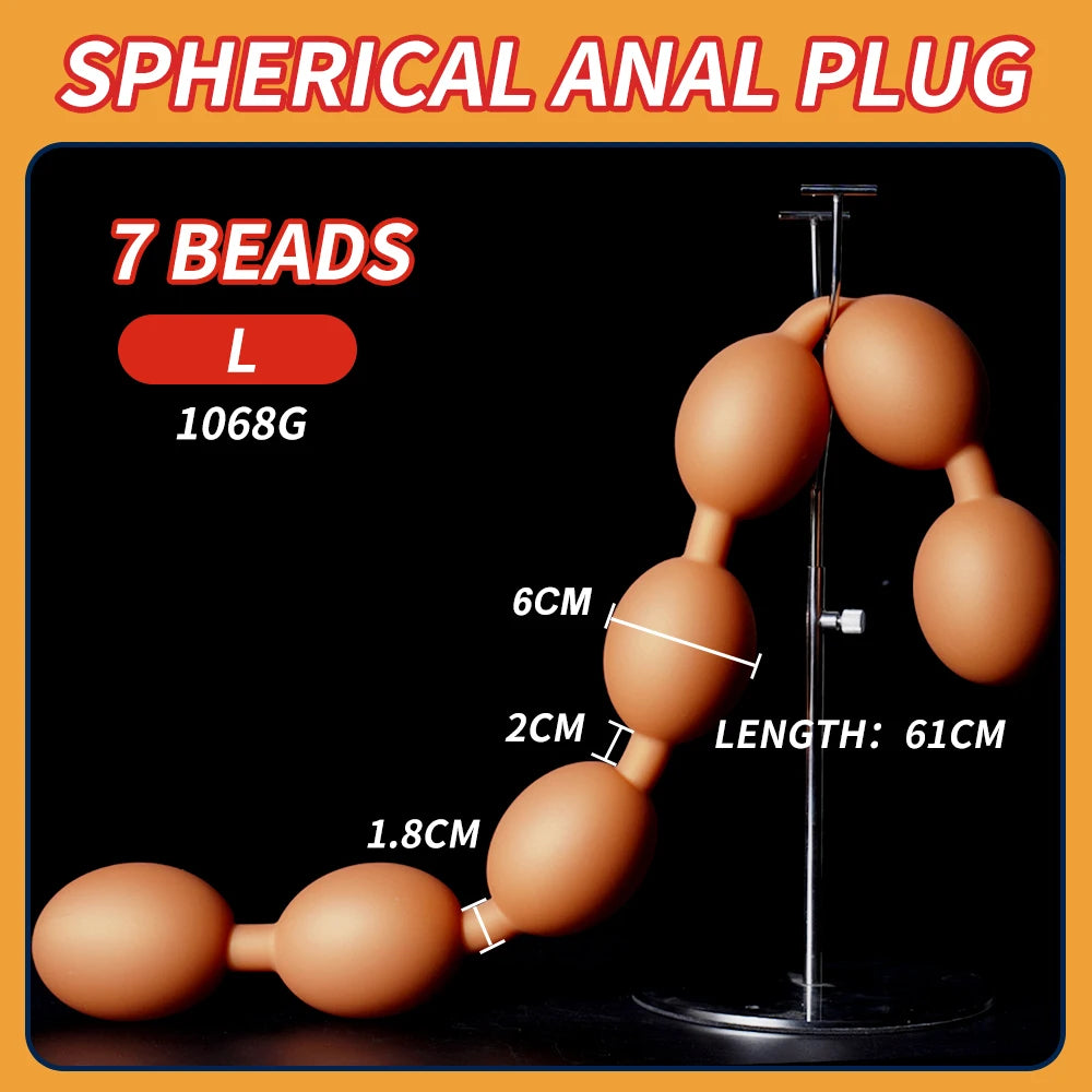 Long Anal Beads Double Headed Beads Butt Anal Plug Liquid Silicone Anal Dildo Prostate Massage Sexual Toys For Men Women Lesbian