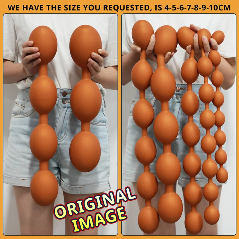 Long Anal Beads Double Headed Beads Butt Anal Plug Liquid Silicone Anal Dildo Prostate Massage Sexual Toys For Men Women Lesbian