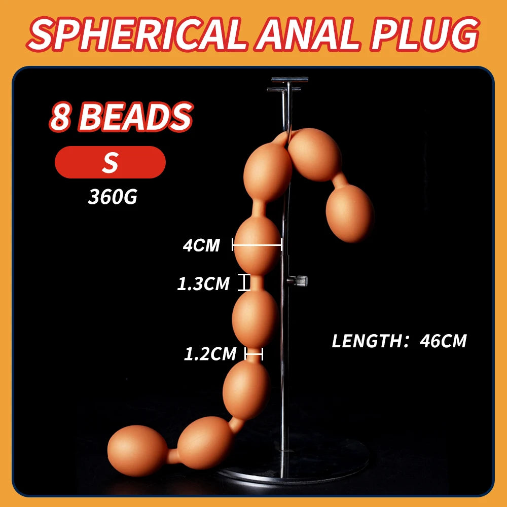 Long Anal Beads Double Headed Beads Butt Anal Plug Liquid Silicone Anal Dildo Prostate Massage Sexual Toys For Men Women Lesbian