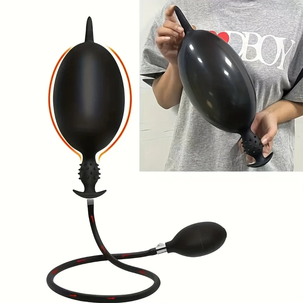 Long Inflatable Anal Plug Adult Sex Toy Detachable Butt Plug Silicone Anal Prostate Dilator for Male Masturbator Anal Sex Toys
