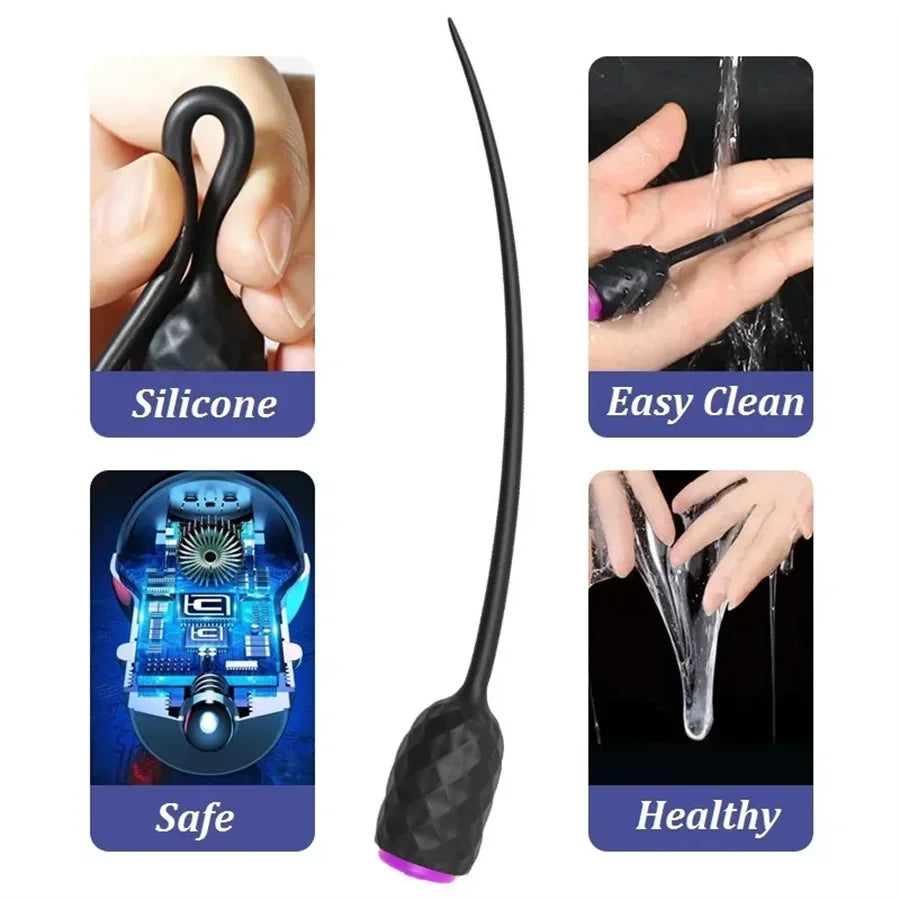 Long Urethral Catheter Vibrator Penis Plug Vibrating Urethra Sound Dilator Prostate Massager Male Masturbator Sex Toys For Men