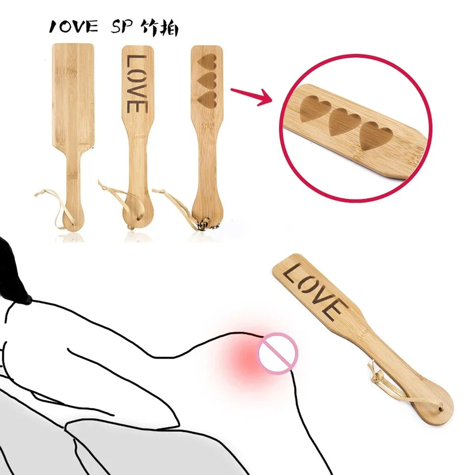 "Love" "heart" Bamboo Wood Whip Spanking Paddle