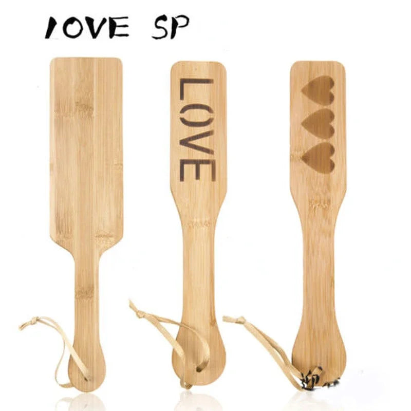 "Love" "heart" Bamboo Wood Whip Spanking Paddle