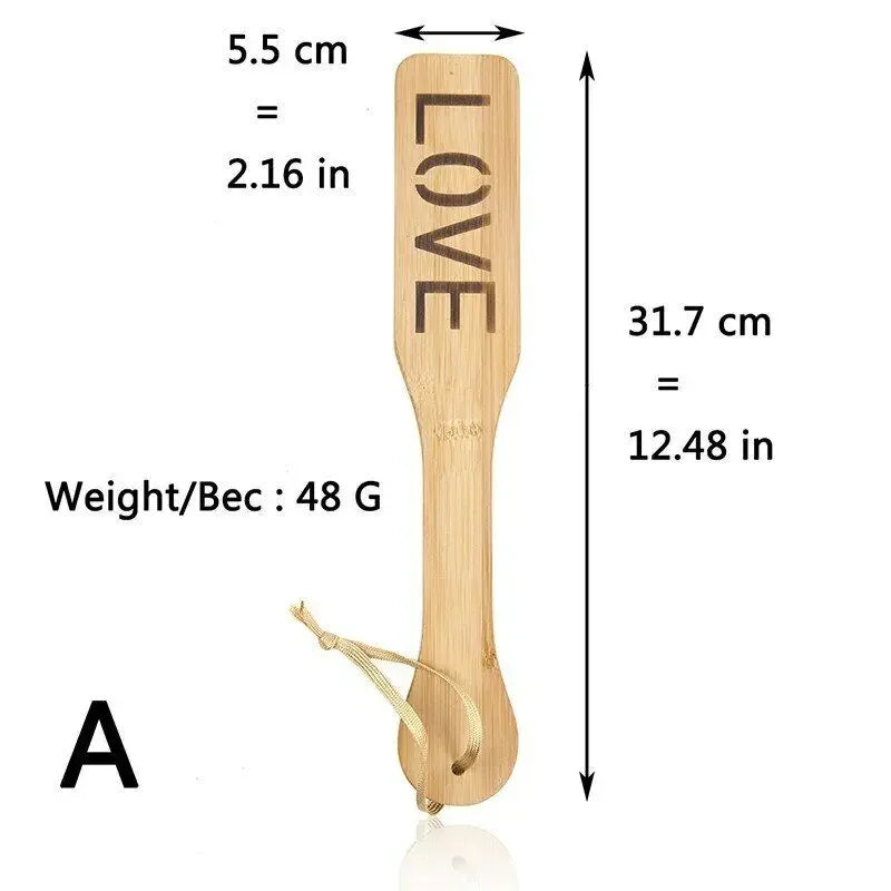 "Love" "heart" Bamboo Wood Whip Spanking Paddle