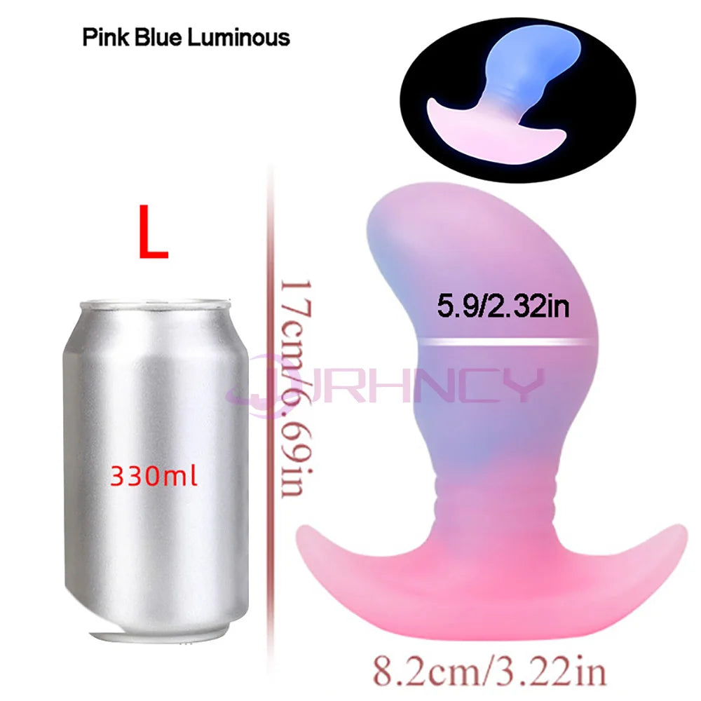 Luminous Anal Plug Liquid Silicone Soft Butt Plug For Women Men Anchor Base Wearing Anal Plug Prostate Massage Sex Product
