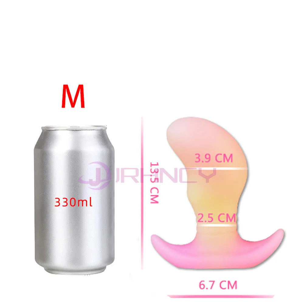 Luminous Anal Plug Liquid Silicone Soft Butt Plug For Women Men Anchor Base Wearing Anal Plug Prostate Massage Sex Product