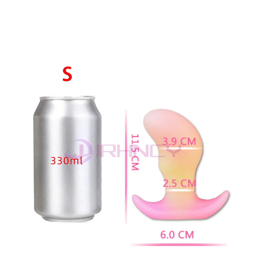 Luminous Anal Plug Liquid Silicone Soft Butt Plug For Women Men Anchor Base Wearing Anal Plug Prostate Massage Sex Product