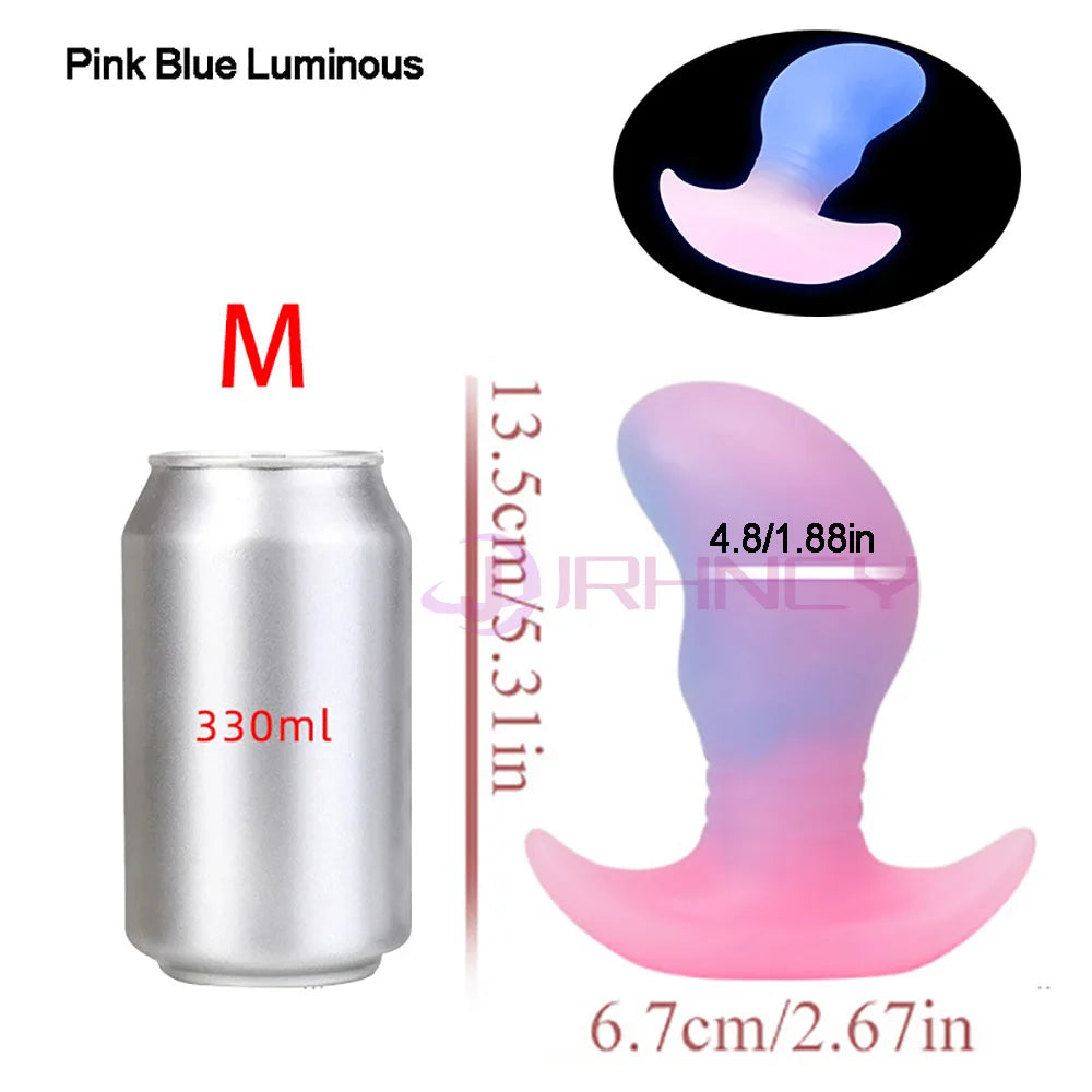 Luminous Anal Plug Liquid Silicone Soft Butt Plug For Women Men Anchor Base Wearing Anal Plug Prostate Massage Sex Product