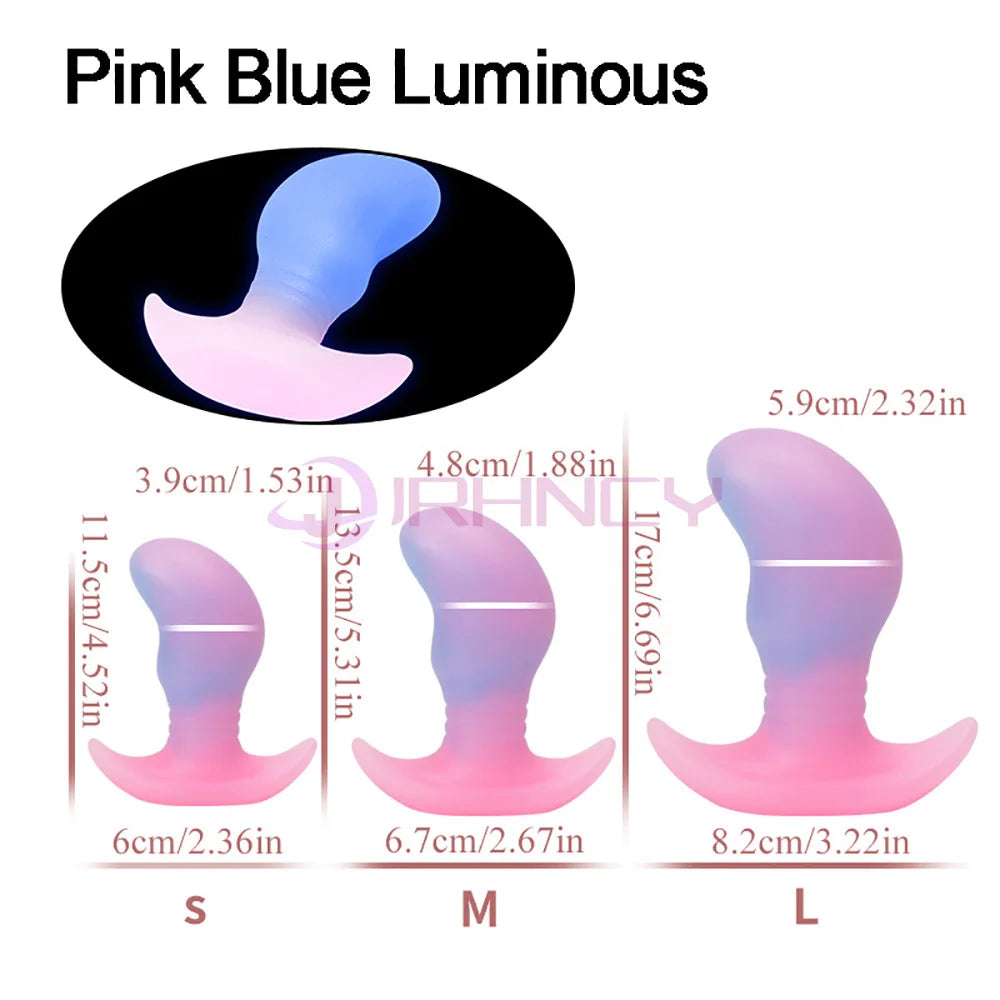 Luminous Anal Plug Liquid Silicone Soft Butt Plug For Women Men Anchor Base Wearing Anal Plug Prostate Massage Sex Product