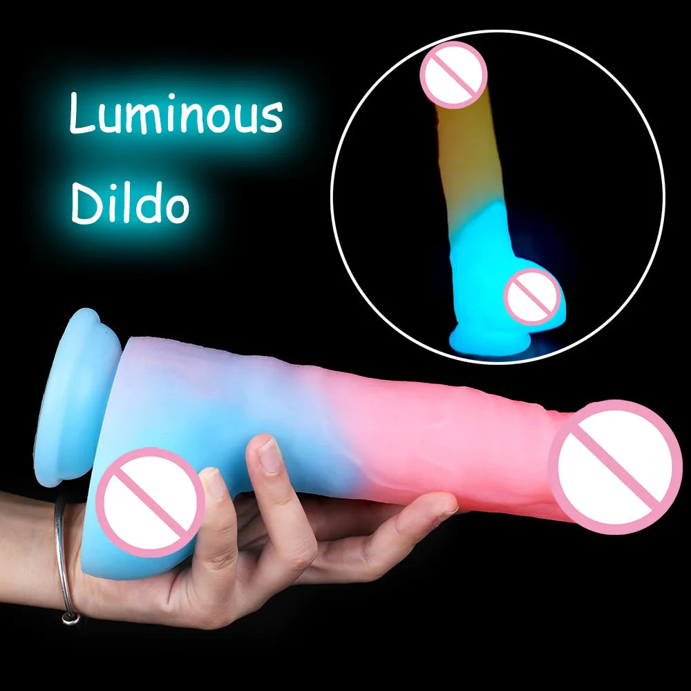 Luminous Dildo Sex Toys for Women Men Colourful Penis Glowing Huge Dragon Monster Dildo Anal Butt Plug Strapon Dildo Adult Toys
